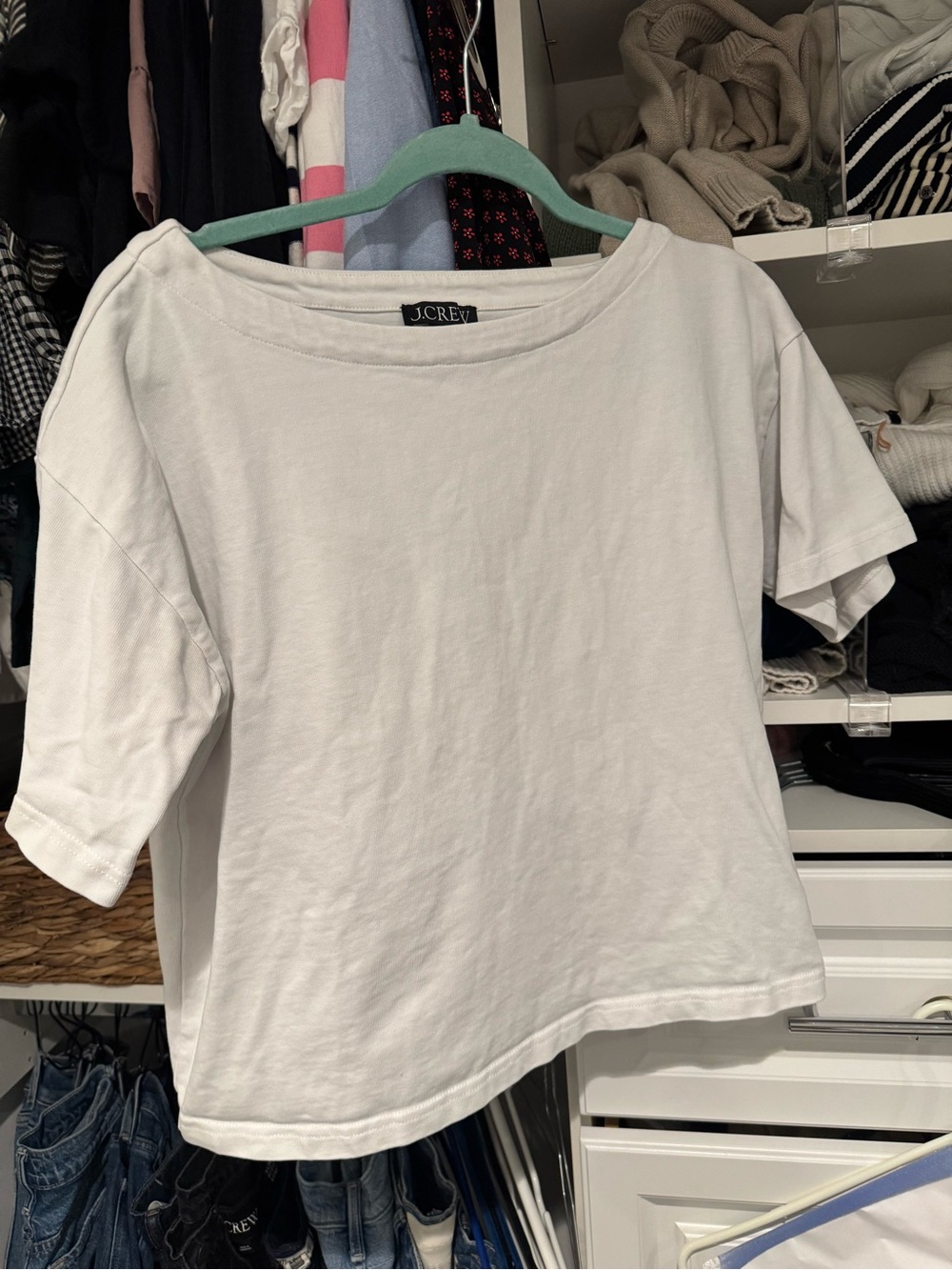 J. Crew White Boatneck Short Sleeve Tee